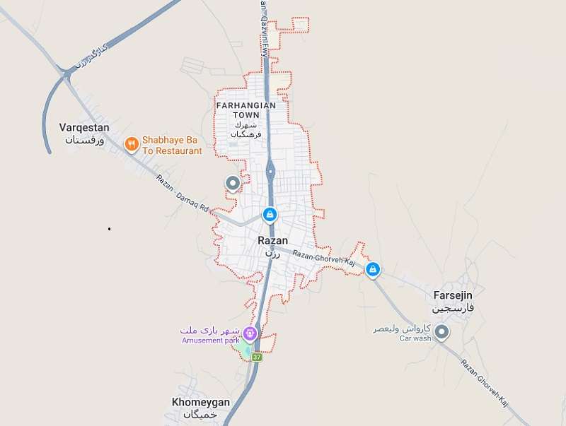 منطقه تحت پوشش امداد خودرو رزن